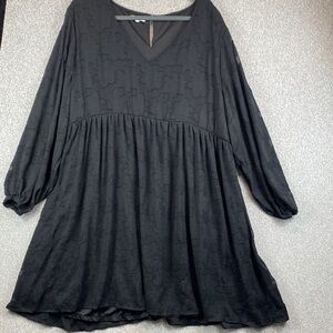 Maurices boho midi dress 3X black puff sleeve fit and flare empire waist